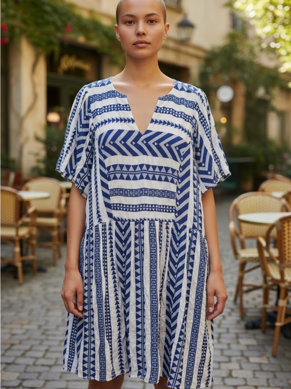 Old Navy Blue and White Printed Midi Dress - Picture 2 of 3